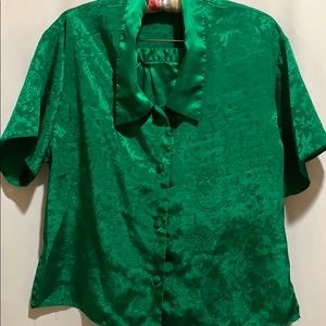 VTG VICTORIA SECRET PJ’S SHORTIE GREEN SATIN SZ L?